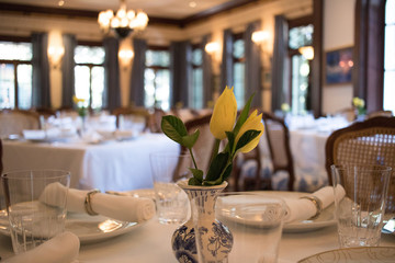 Fancy Restaurant with Yellow Rose