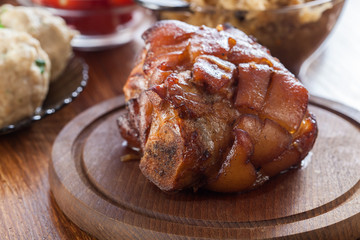 Fototapeta na wymiar Homemade baked pork knuckle