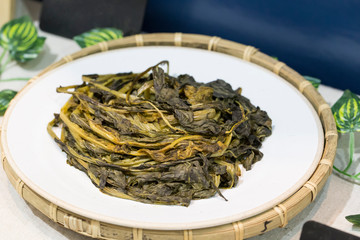 Boiled dried radish greens leaves.