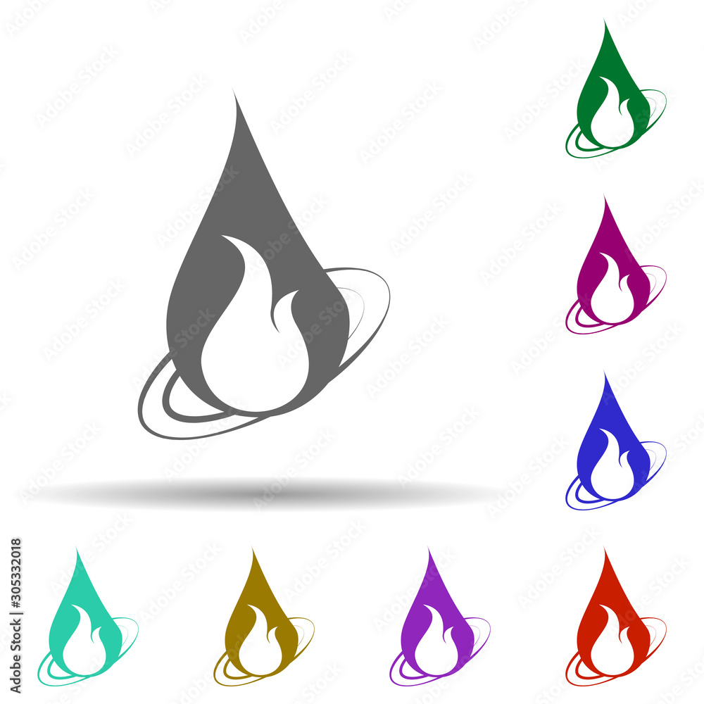 Poster fire, flame in multi color style icon. simple glyph, flat vector of fire icons for ui and ux, websit