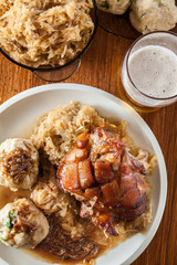 Pork knuckle with fried sauerkraut