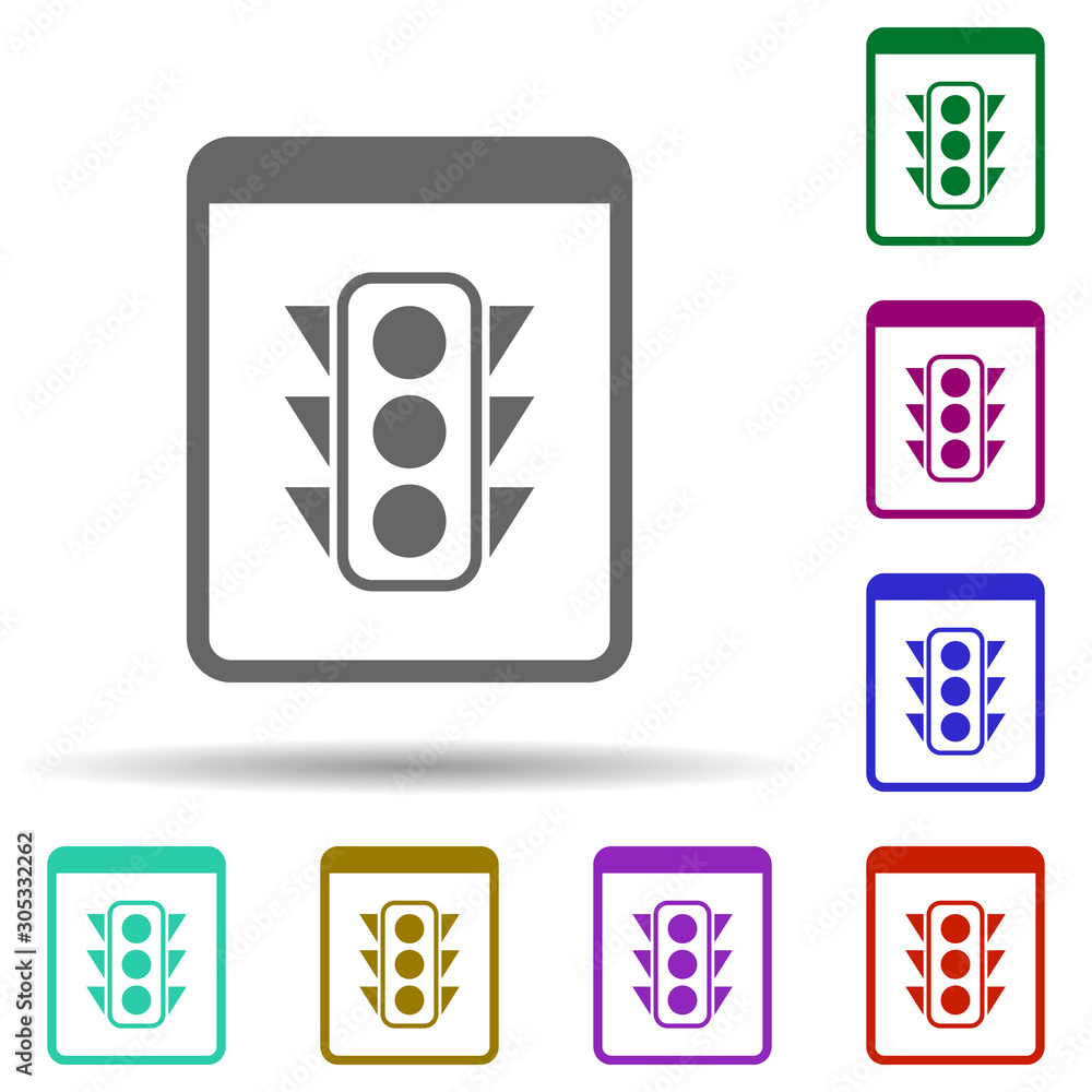 Poster project status in multi color style icon. simple glyph, flat vector of software development icons fo