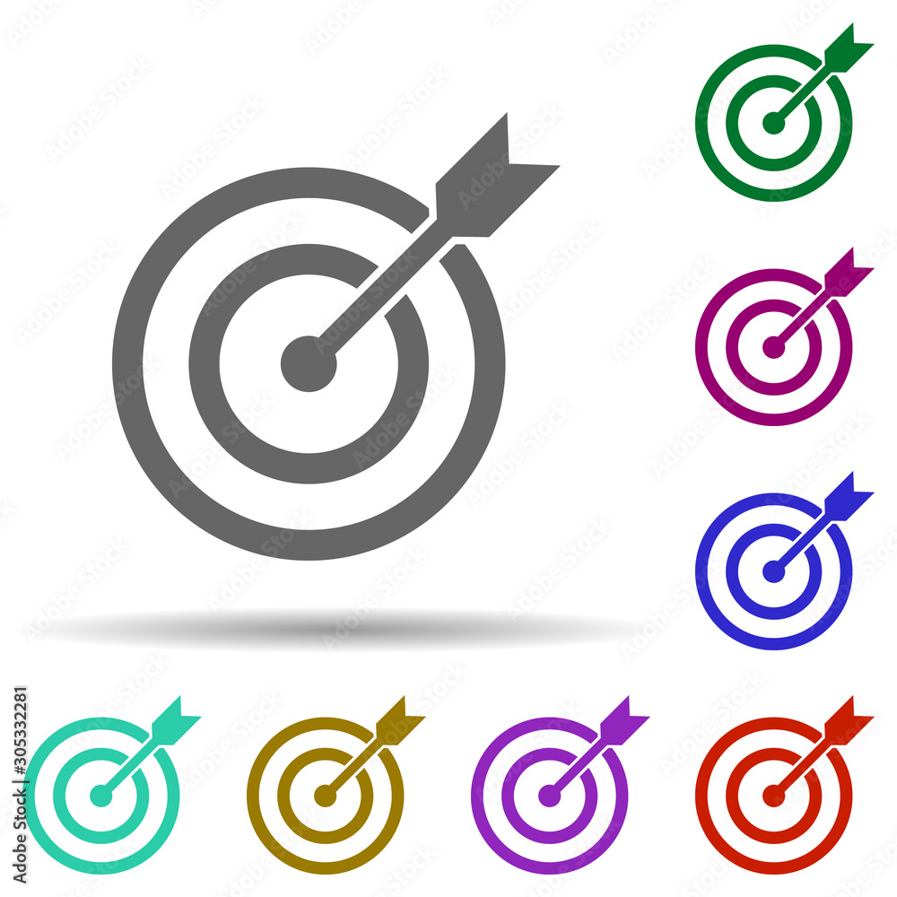 Poster target sign in multi color style icon. simple glyph, flat vector of software development icons for u