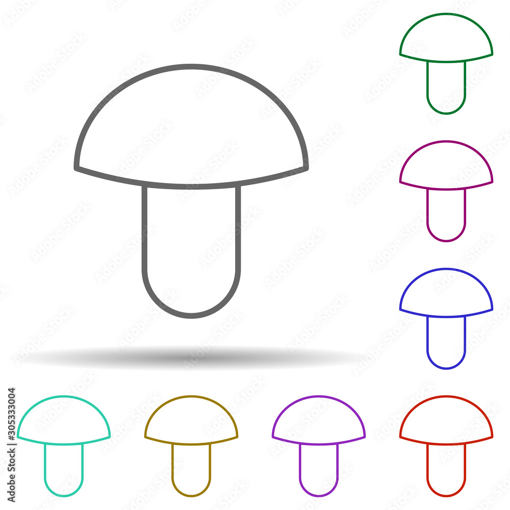 Poster mushroom multi color icon. simple thin line, outline vector of web icons for ui and ux, website or m