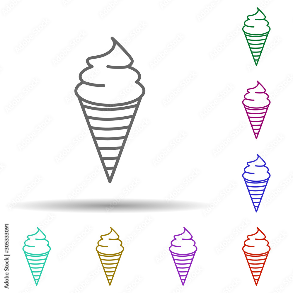 Poster ice-cream multi color icon. simple thin line, outline vector of web icons for ui and ux, website or 