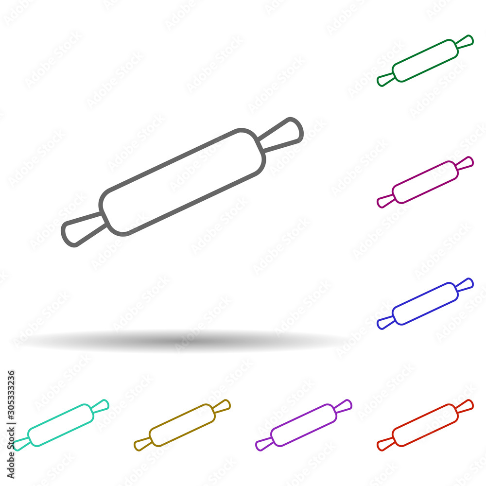 Poster Rolling pin multi color icon. Simple thin line, outline vector of web icons for ui and ux, website or mobile application