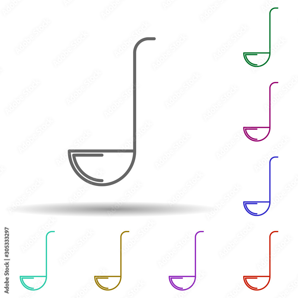 Poster ladle multi color icon. simple thin line, outline vector of web icons for ui and ux, website or mobi