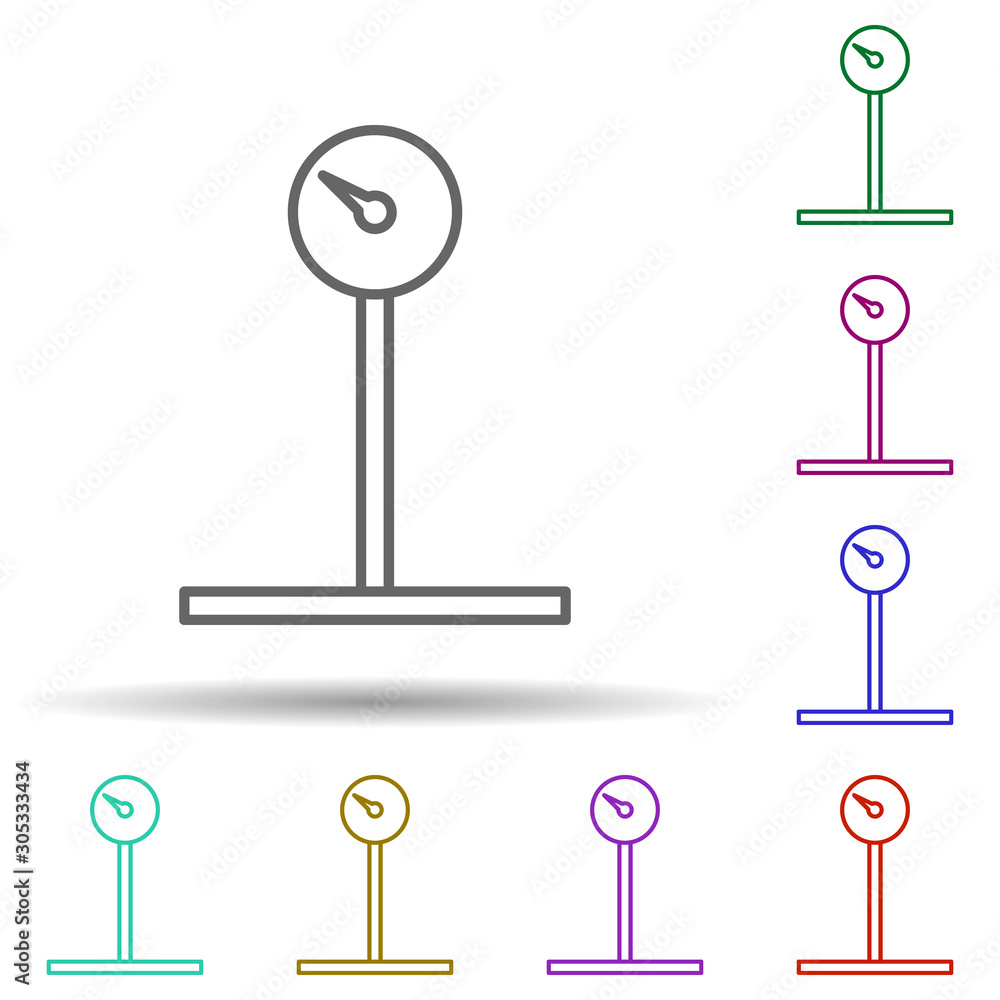 Poster cargo scales multi color icon. simple thin line, outline vector of web icons for ui and ux, website 