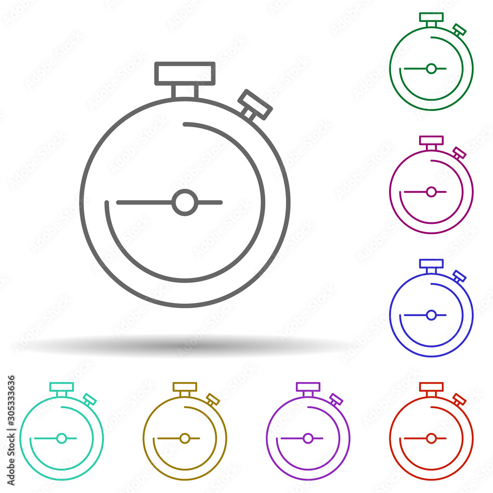 Poster stopwatch multi color icon. simple thin line, outline vector of web icons for ui and ux, website or 