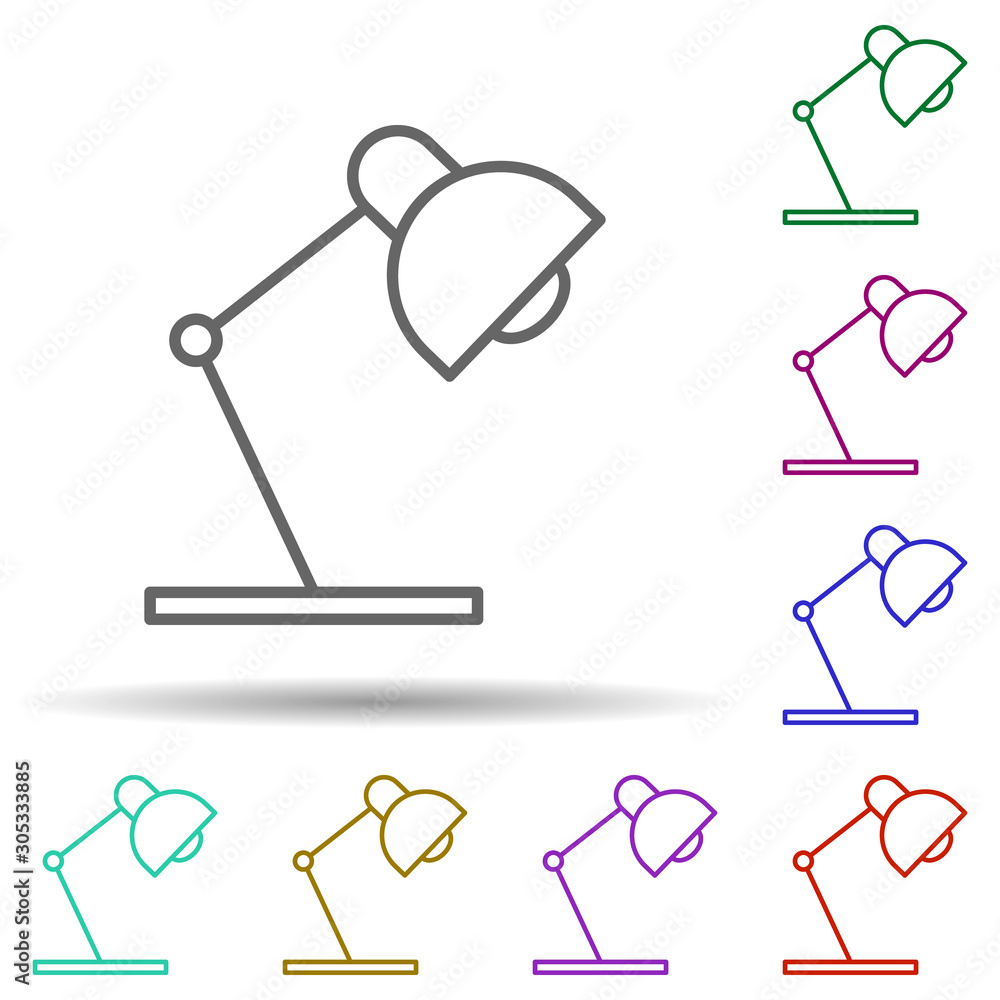 Poster table lamp multi color icon. simple thin line, outline vector of web icons for ui and ux, website or