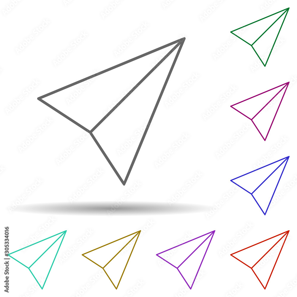 Poster paper airplane multi color icon. simple thin line, outline vector of web icons for ui and ux, websit