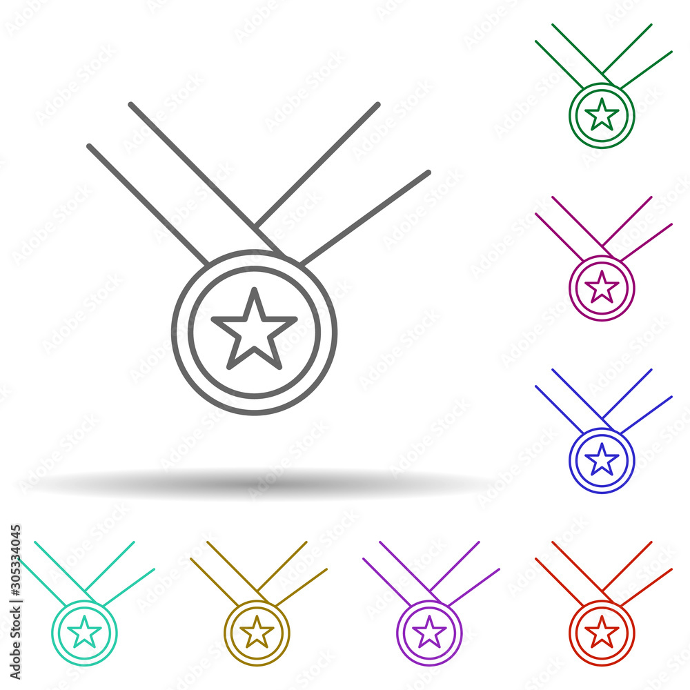 Poster medal multi color icon. simple thin line, outline vector of web icons for ui and ux, website or mobi