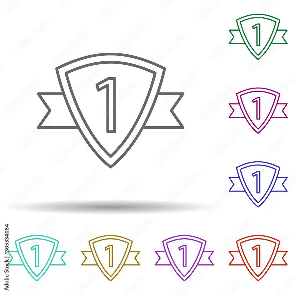 Poster order for first place multi color icon. simple thin line, outline vector of web icons for ui and ux,