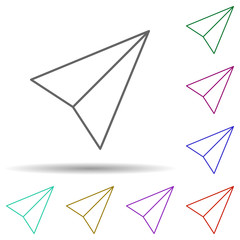 Paper airplane multi color icon. Simple thin line, outline vector of web icons for ui and ux, website or mobile application