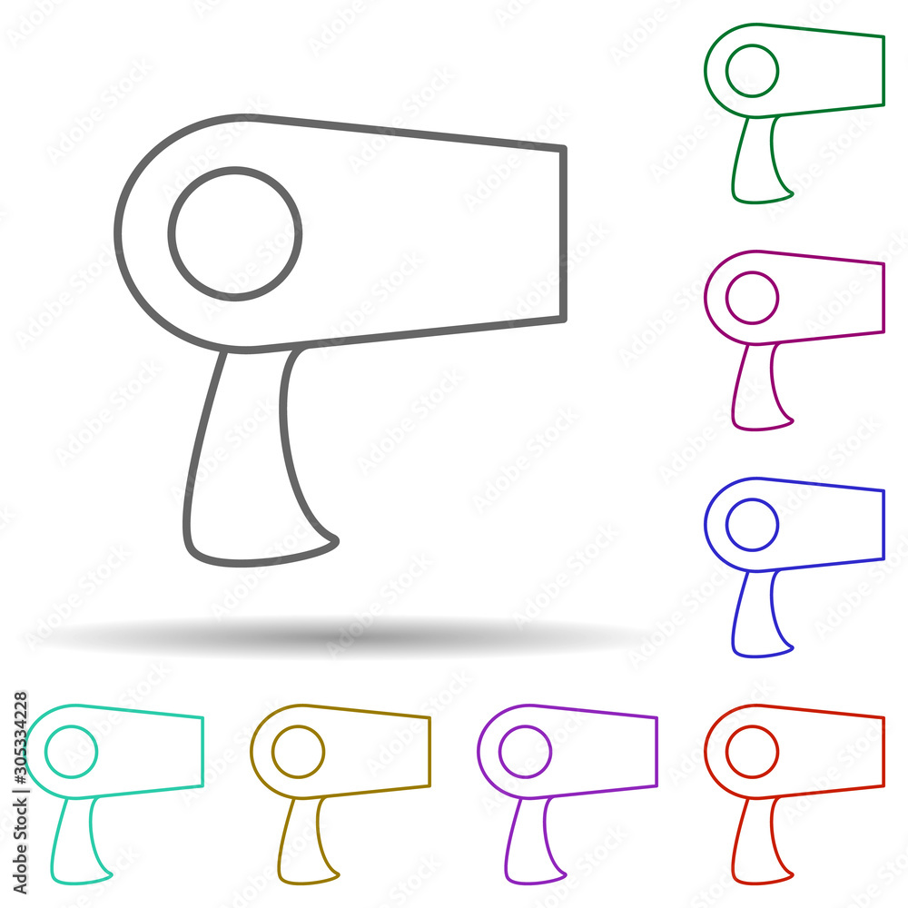 Poster hair dryer multi color icon. simple thin line, outline vector of web icons for ui and ux, website or