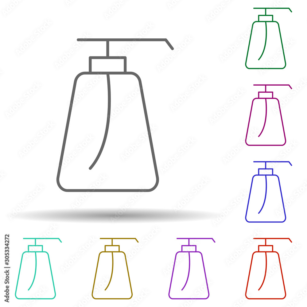 Poster liquid soap multi color icon. simple thin line, outline vector of web icons for ui and ux, website o
