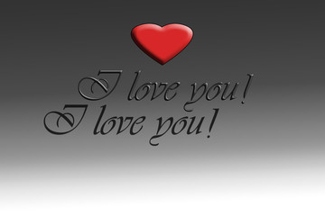 illustration, Text I Love you on a Gradient background.
