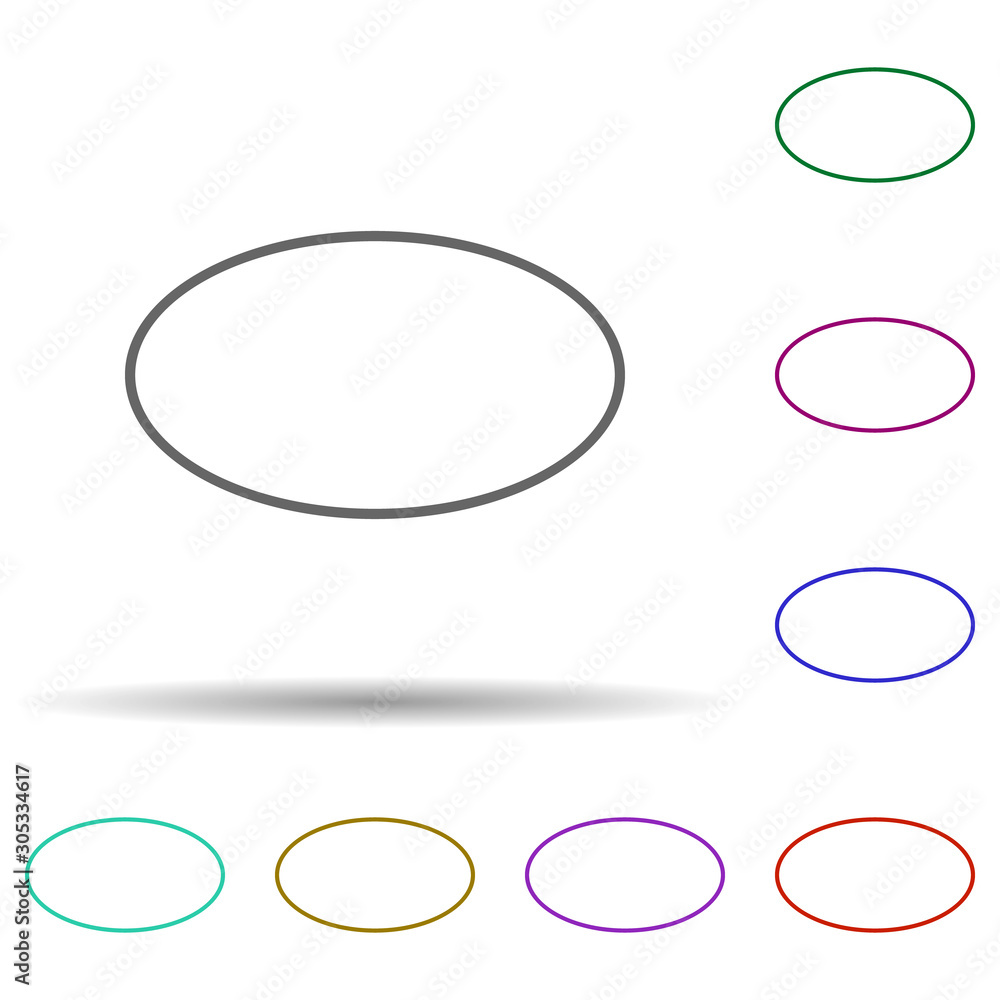 Poster oval multi color icon. simple thin line, outline vector of geometric figures icons for ui and ux, we