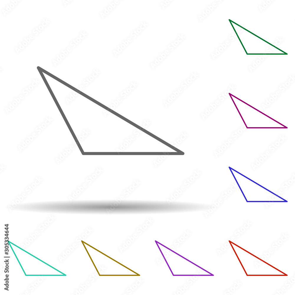 Poster isosceles triangle multi color icon. simple thin line, outline vector of geometric figures icons for