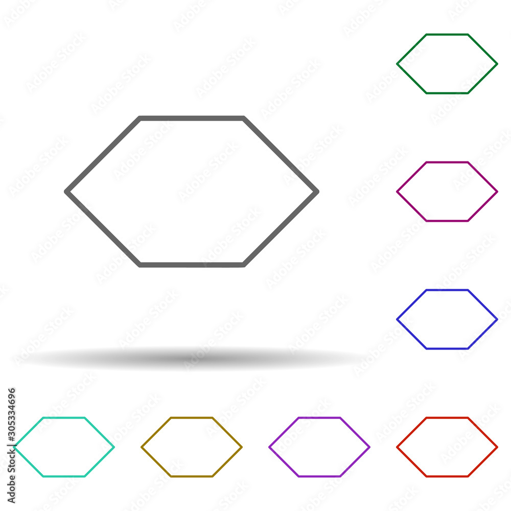 Poster hexagon multi color icon. simple thin line, outline vector of geometric figures icons for ui and ux,
