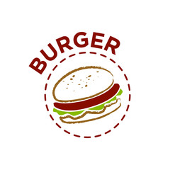 Retro hand drawn burger logotype.