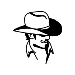 Logo template with the image of the man in hat. Cowboy