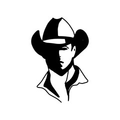 Logo template with the image of the man in hat. Cowboy