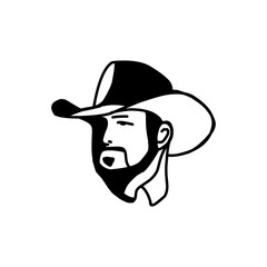 Logo template with the image of the man in hat. Cowboy