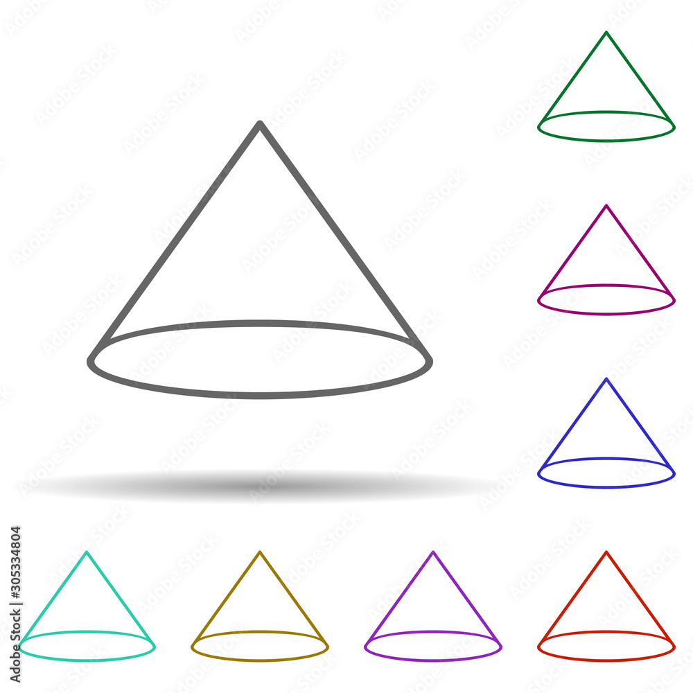 Poster 3d cone multi color icon. simple thin line, outline vector of geometric figures icons for ui and ux,