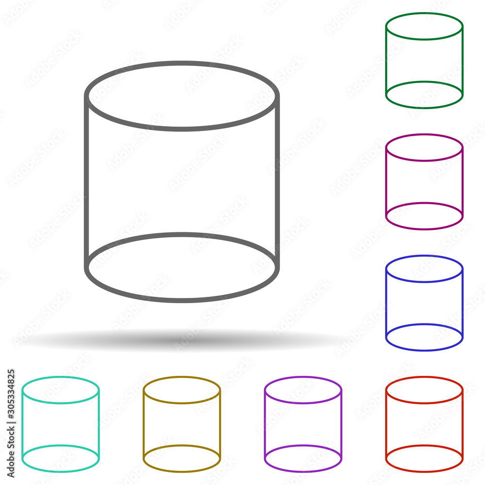 Poster 3d cylinder multi color icon. simple thin line, outline vector of geometric figures icons for ui and