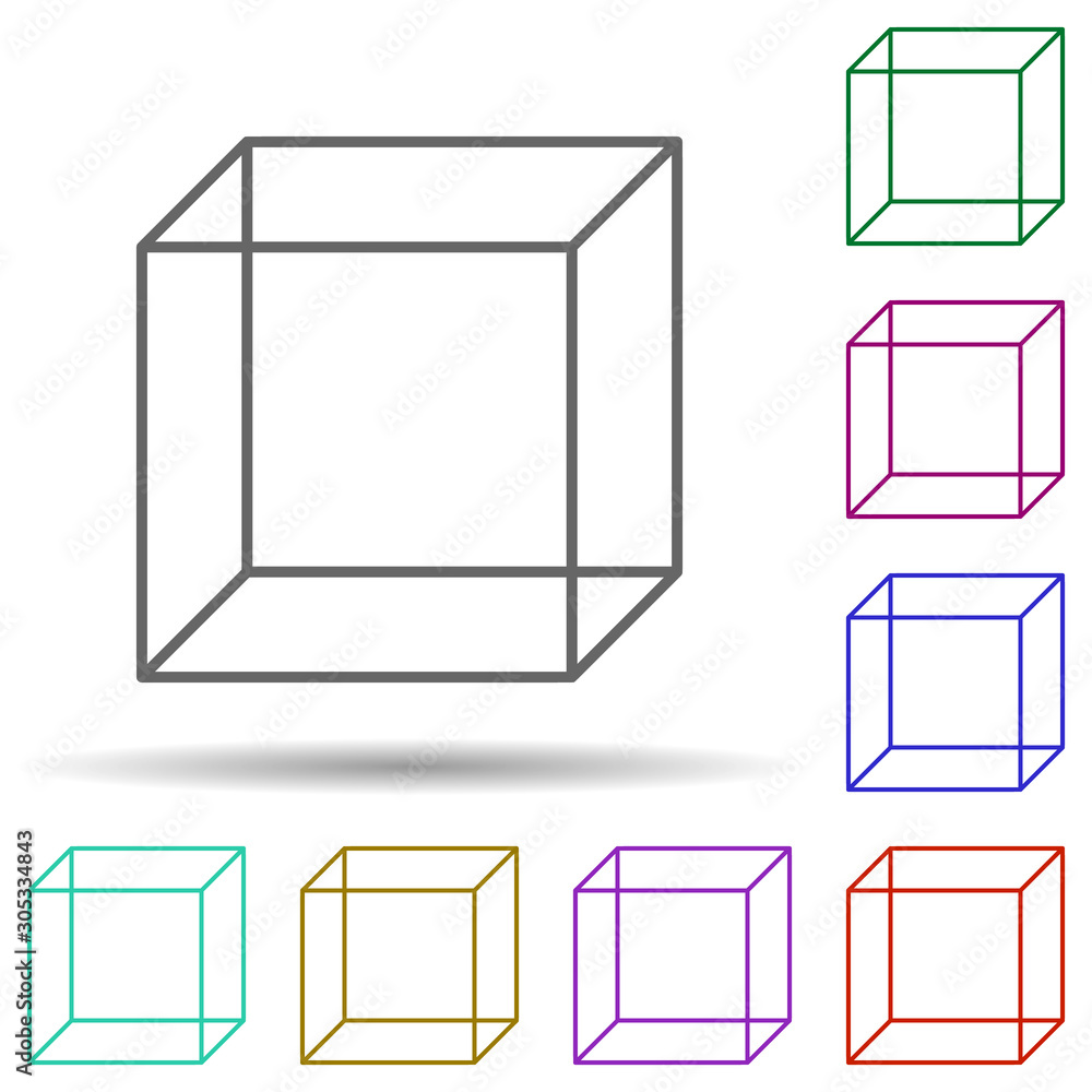 Poster 3d cube multi color icon. simple thin line, outline vector of geometric figures icons for ui and ux,