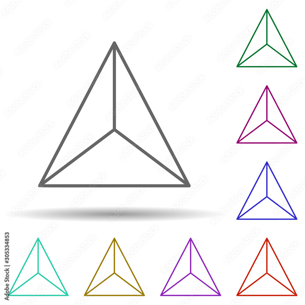 Poster 3d triangle multi color icon. simple thin line, outline vector of geometric figures icons for ui and