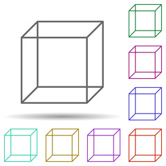 3d cube multi color icon. Simple thin line, outline vector of geometric figures icons for ui and ux, website or mobile application