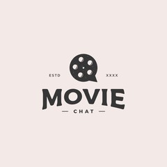 Movie chat logo design vector illustration