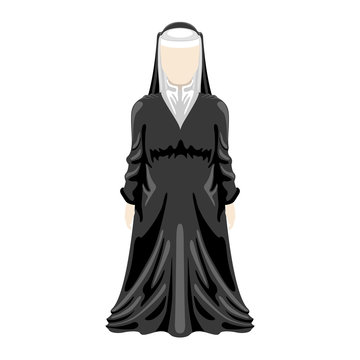 nun in black habit standing clip art preview