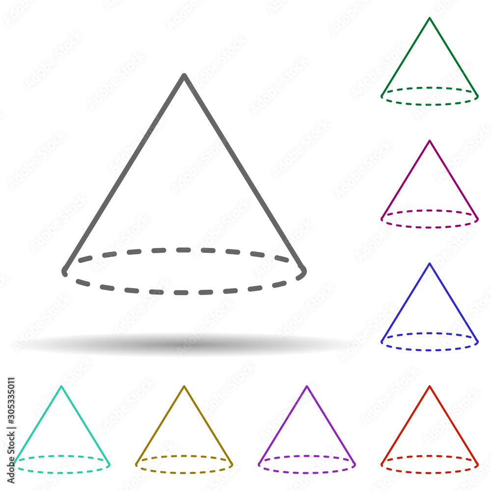 Aufkleber cone with a dotted bottom multi color icon. simple thin line, outline vector of geometric figures ic