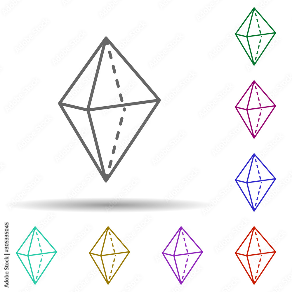 Poster 3d rhombus with dotted multi color icon. simple thin line, outline vector of geometric figures icons