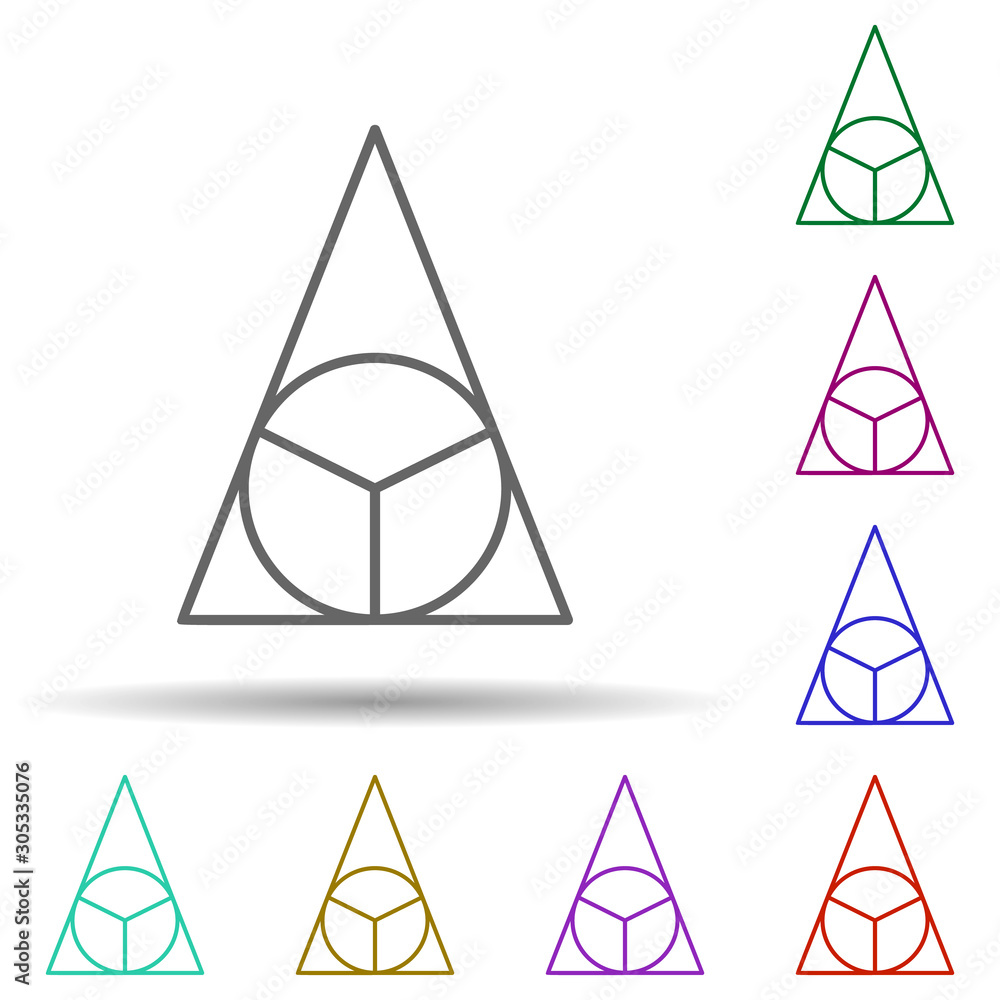 Poster circle in a triangle multi color icon. simple thin line, outline vector of geometric figures icons f