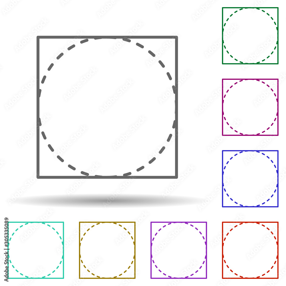 Poster circle in a rectangle multi color icon. simple thin line, outline vector of geometric figures icons 