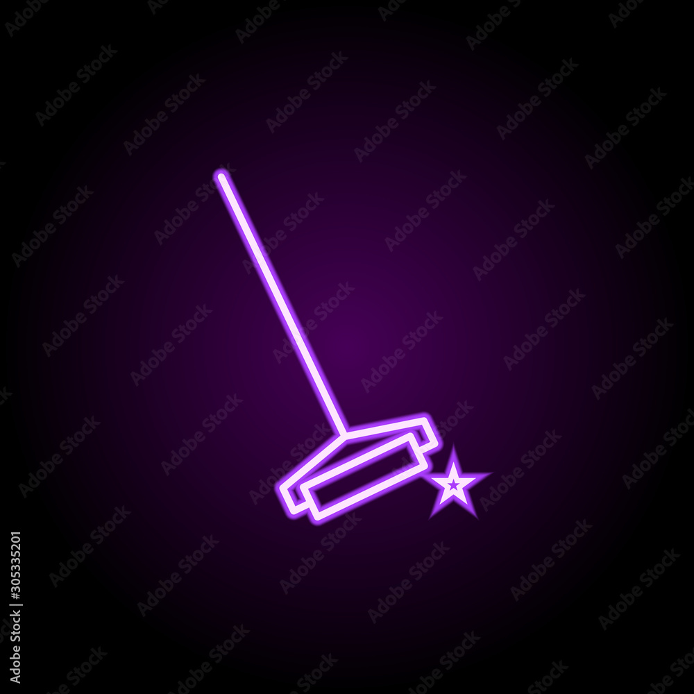 Poster floor mop neon icon. simple thin line, outline vector of cleaning icons for ui and ux, website or mo
