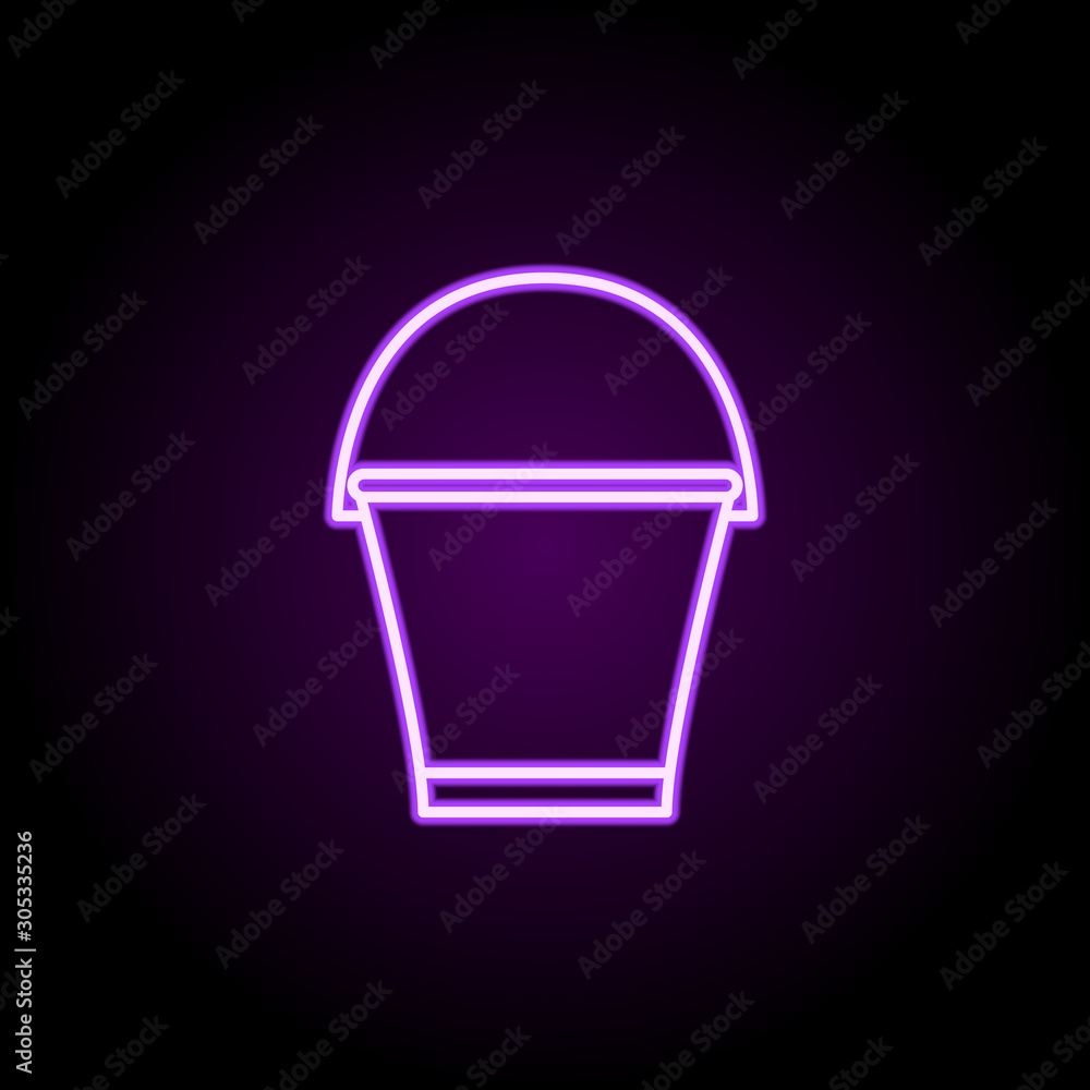 Poster bucket neon icon. simple thin line, outline vector of cleaning icons for ui and ux, website or mobil