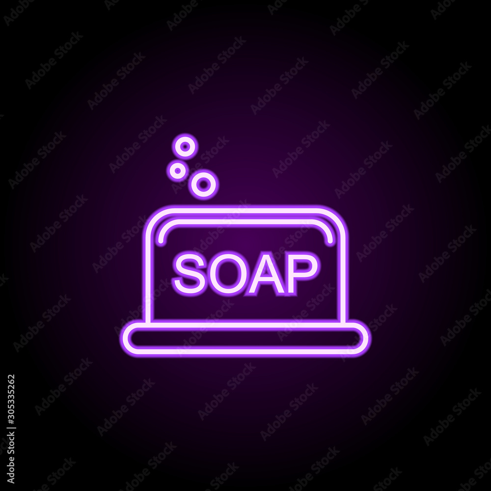 Aufkleber soap neon icon. simple thin line, outline vector of cleaning icons for ui and ux, website or mobile 
