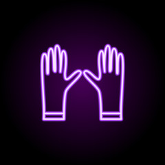 Rubber gloves neon icon. Simple thin line, outline vector of cleaning icons for ui and ux, website or mobile application