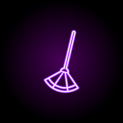 Broom stick neon icon. Simple thin line, outline vector of cleaning icons for ui and ux, website or mobile application