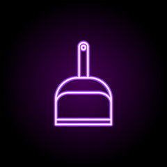 Dust pan neon icon. Simple thin line, outline vector of cleaning icons for ui and ux, website or mobile application