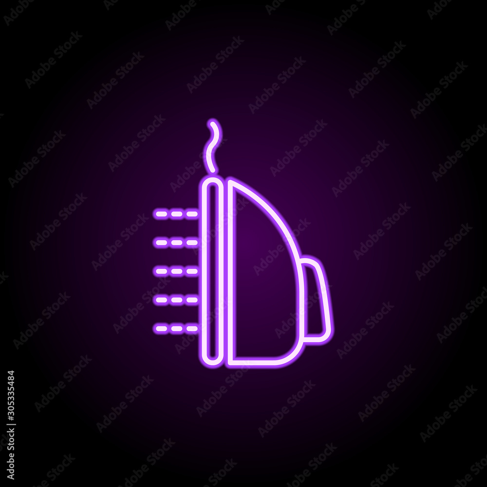 Poster iron neon icon. simple thin line, outline vector of cleaning icons for ui and ux, website or mobile 