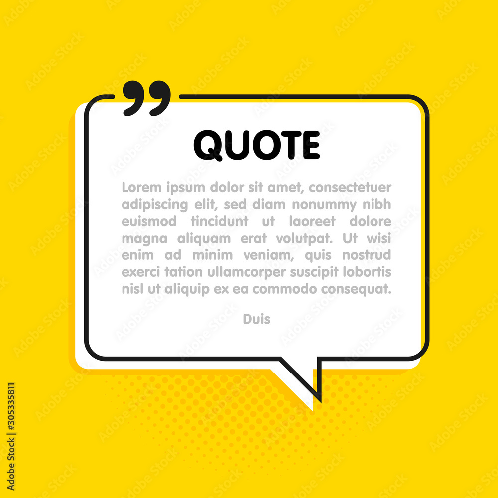 Poster quote text bubble. commas, note, message and comment vector