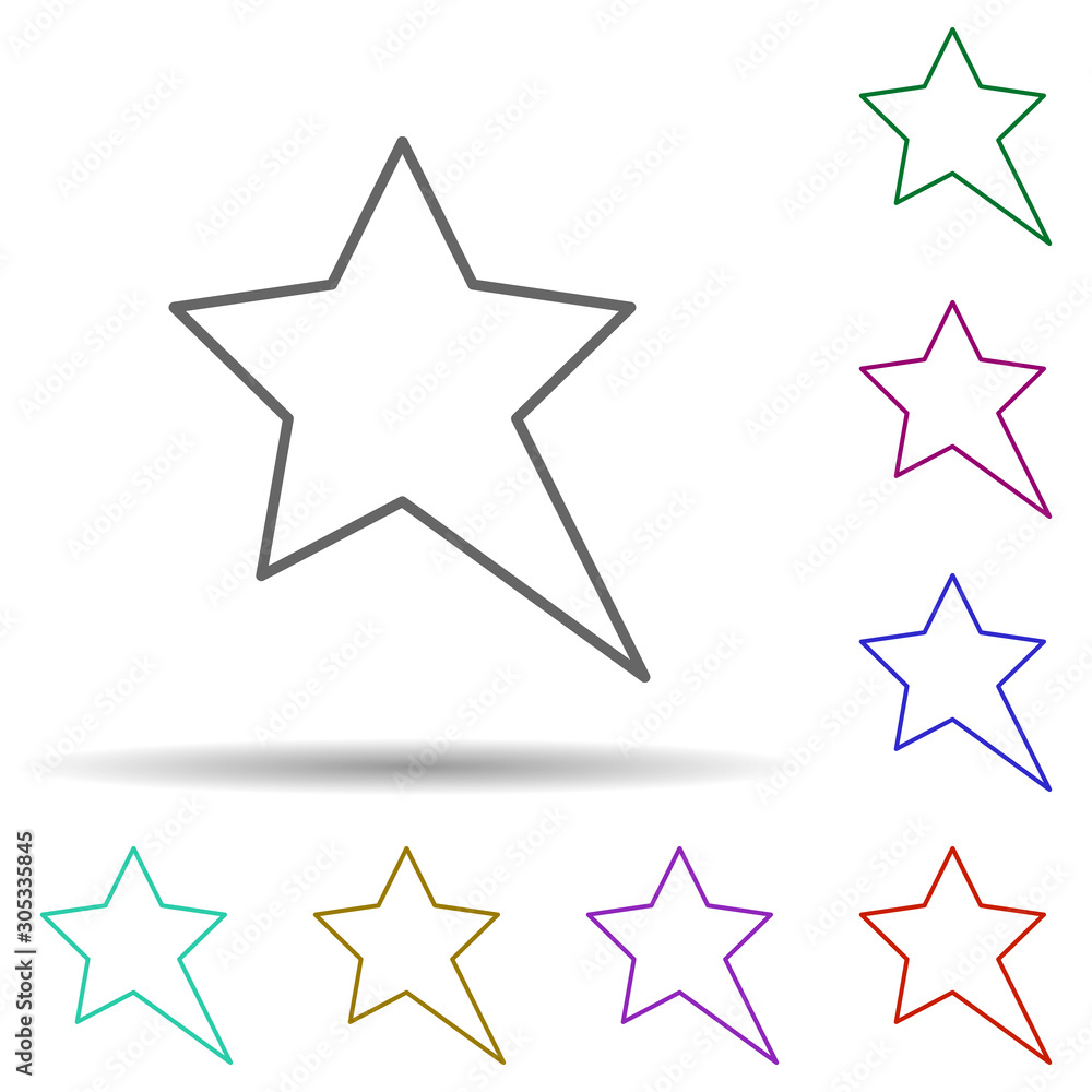 Poster elongated star multi color icon. simple thin line, outline vector of stars icons for ui and ux, webs