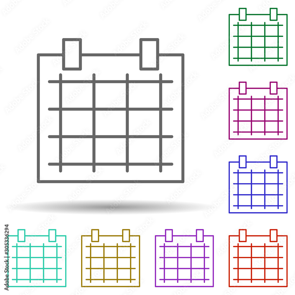 Poster calendar multi color icon. simple thin line, outline vector of web icons for ui and ux, website or m