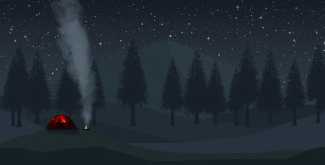 A camper is seen inside his tent in the wilderness. © Rob Goebel